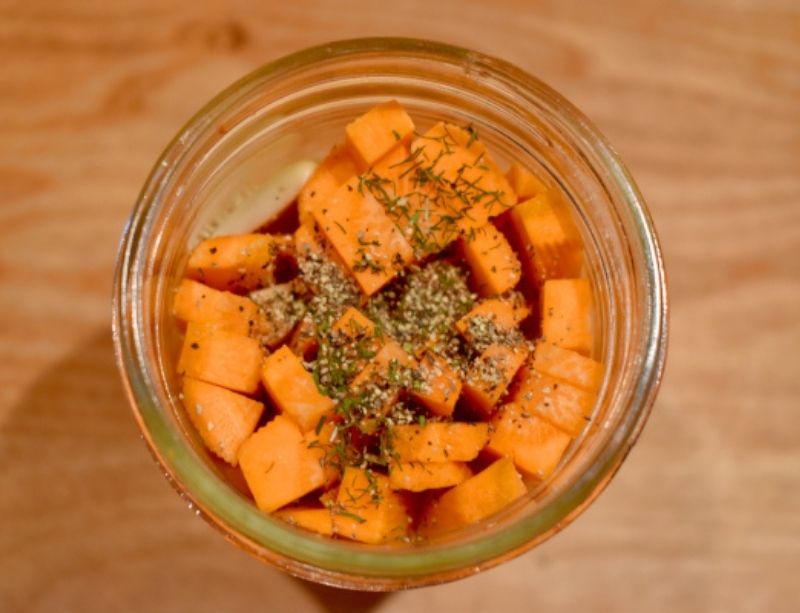 Fermented Dill Carrots in a Jar