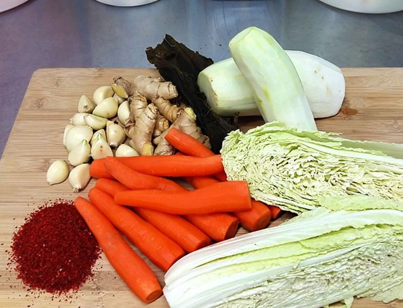 Ingredients for vegan kimchi recipe