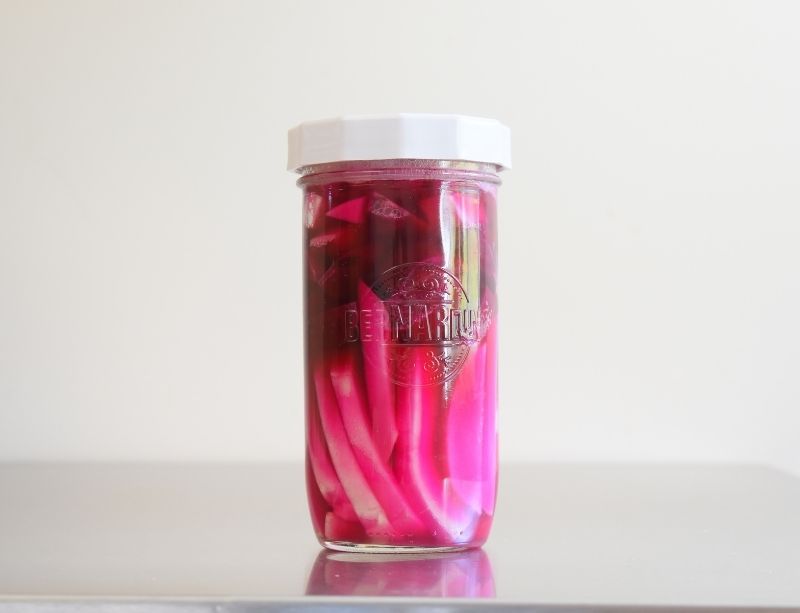 Jar of Pink Turnip Pickles