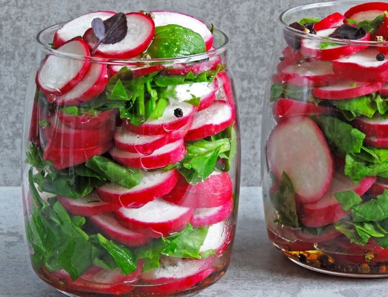Fermented Radishes in jars